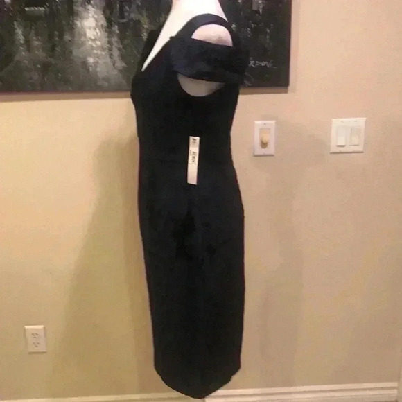 Maggy London Retro Styling Formal Midnight Blue Cold Shoulder Midi Dress- 8P - Picture 3 of 15